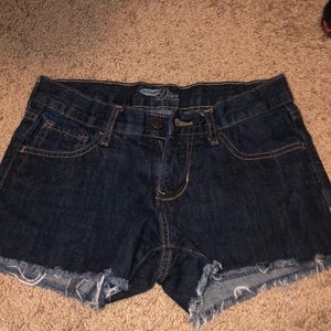 old navy dark blue jean shorts.